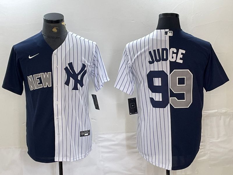 Men New York Yankees 99 Judge Blue White 2024 Nike Game MLB Jersey style 1